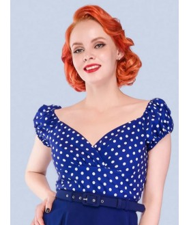 Top Pinup Bleu à Pois Lindy...