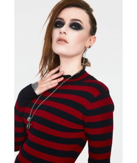 Pull Punk Rock Rayé Noir/Rouge